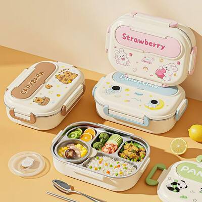 316不锈钢饭盒上班族小学生专用卡通大容量分格便当盒高颜值餐盒