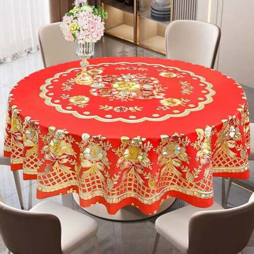 加厚高档圆桌布防水防油防烫免洗长方形PVC台布酒店家用餐桌布