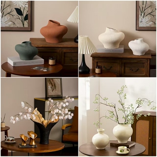 现代简约家居客厅电视柜茶几玄关样板房酒店民宿创意陶瓷装 饰花瓶