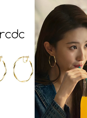 金色圆圈螺旋耳夹女时尚小众个性无耳洞耳环日常百搭夸张耳坠耳饰