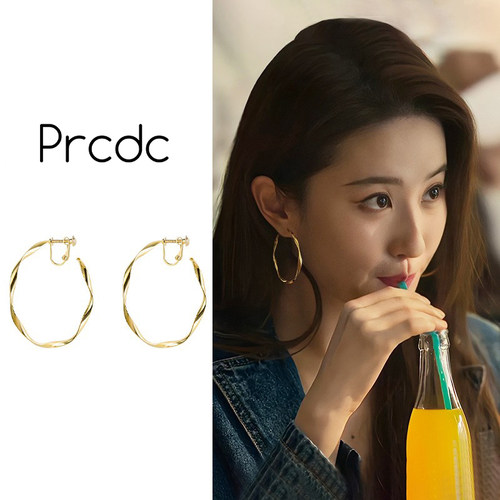 时尚金色圆圈螺旋耳夹