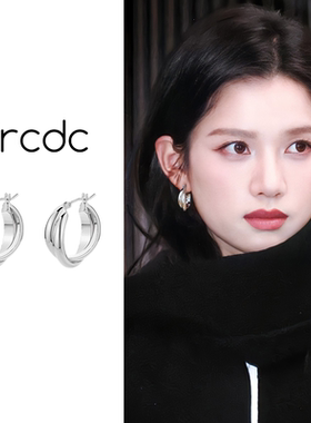 银色简约耳环2025新款爆款高级感轻奢耳圈独特漂亮巨好看耳扣耳饰