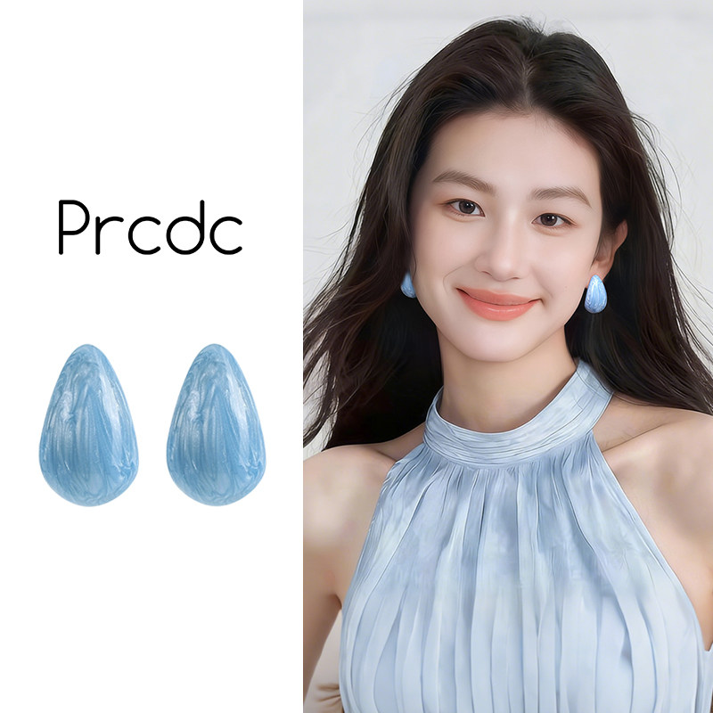 蓝色水滴蚊香盘耳夹无耳洞女图片