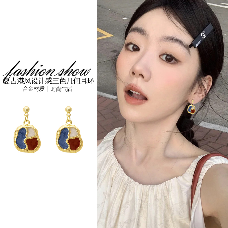 彩色几何耳环轻奢高级感