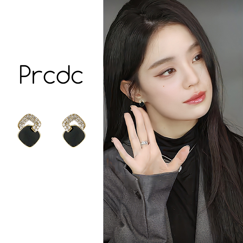 黑色耳钉女独特春天耳环