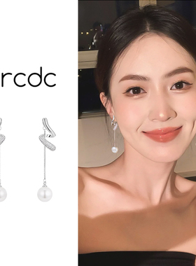 银色珍珠款吊坠耳环2025新款爆款轻奢小众高级感耳坠独特漂亮耳饰