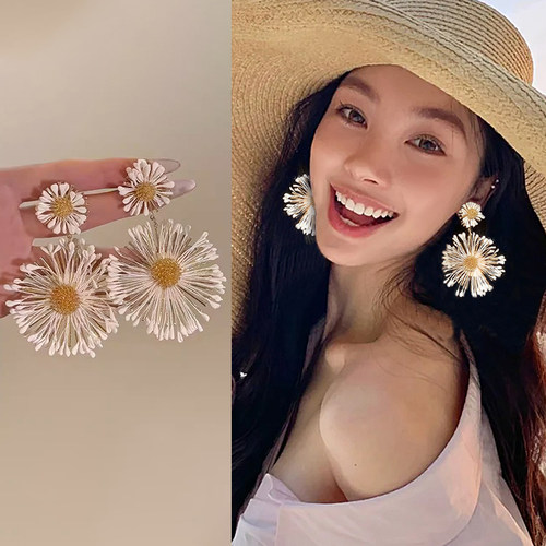 夸张显脸小花朵耳环女