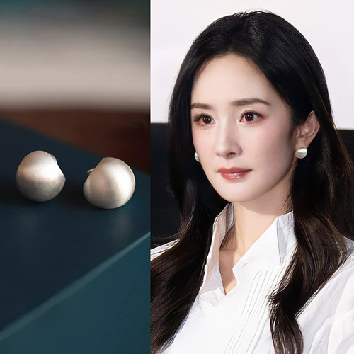 银色拉丝圆球耳钉小众独特