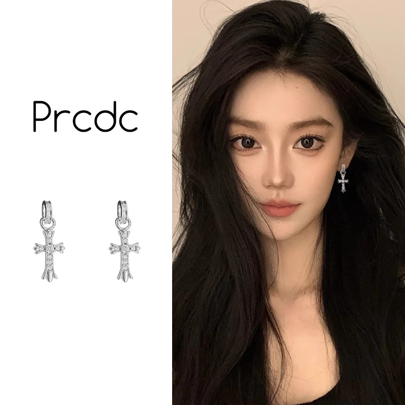 韩系独特设计感十字架耳夹女
