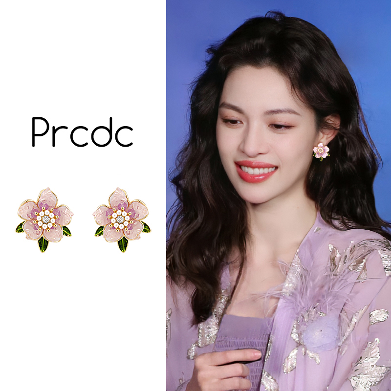 轻奢高级感紫色花朵耳钉