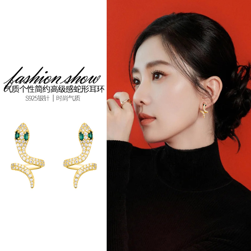 气质独特个性冷淡风蛇形耳环