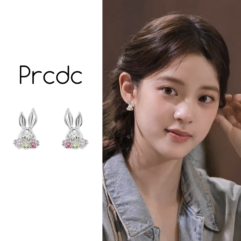 银色兔子蚊香盘耳夹女