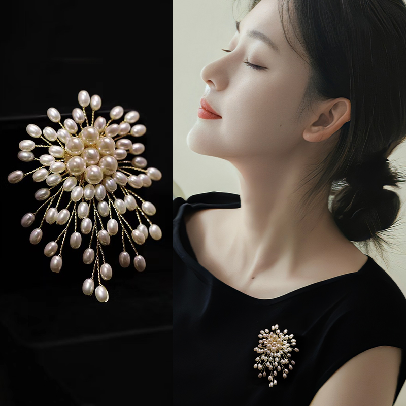 设计感珍珠款烟花胸针