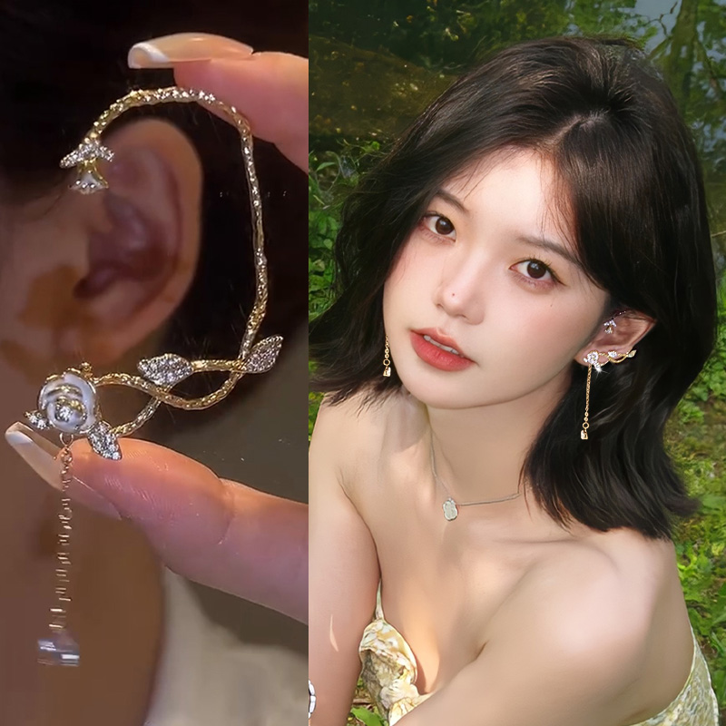 轻奢山茶花耳夹耳骨夹