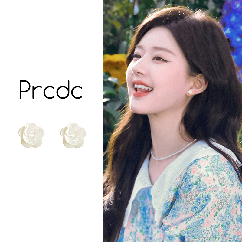 s999银针山茶花纯银耳钉