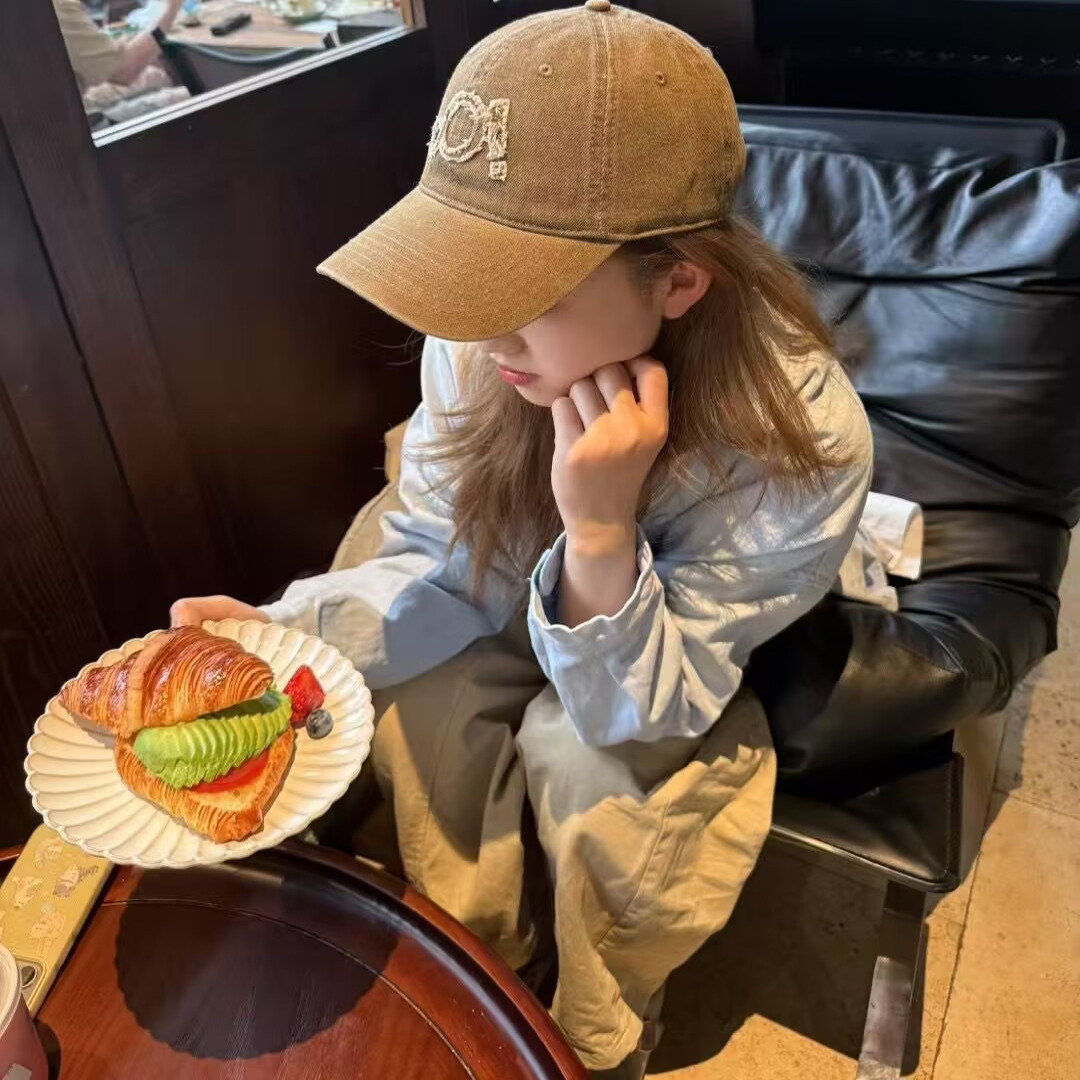 新款做旧复古遮阳鸭舌帽女