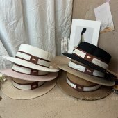 真丝麻装 日系圆标装 饰仿麻草帽女夏季 饰显脸小平顶帽透气轻便礼帽