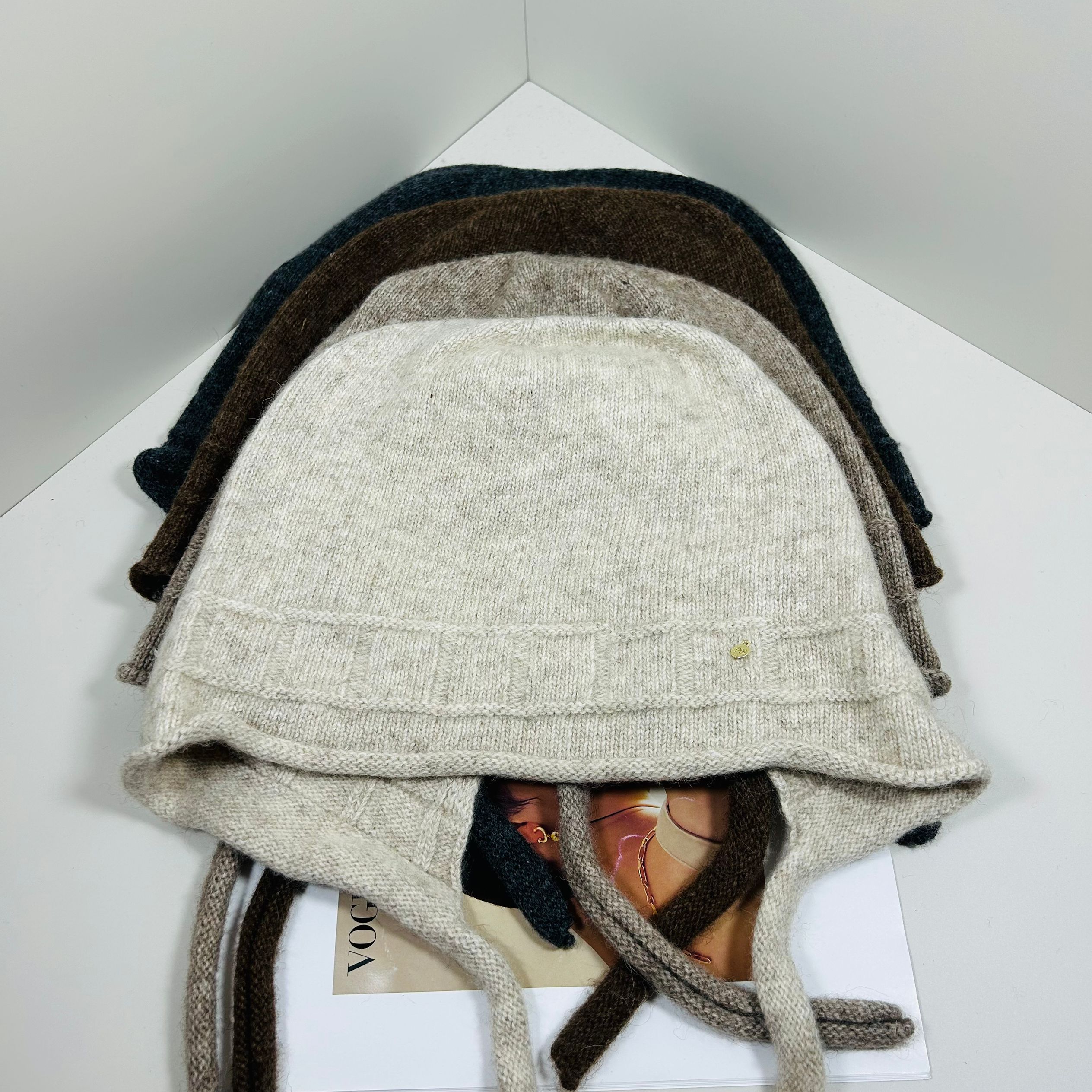 日系秋冬新款纯羊毛帽保暖防风