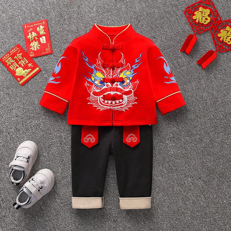 一周岁男宝宝喜庆汉服春秋
