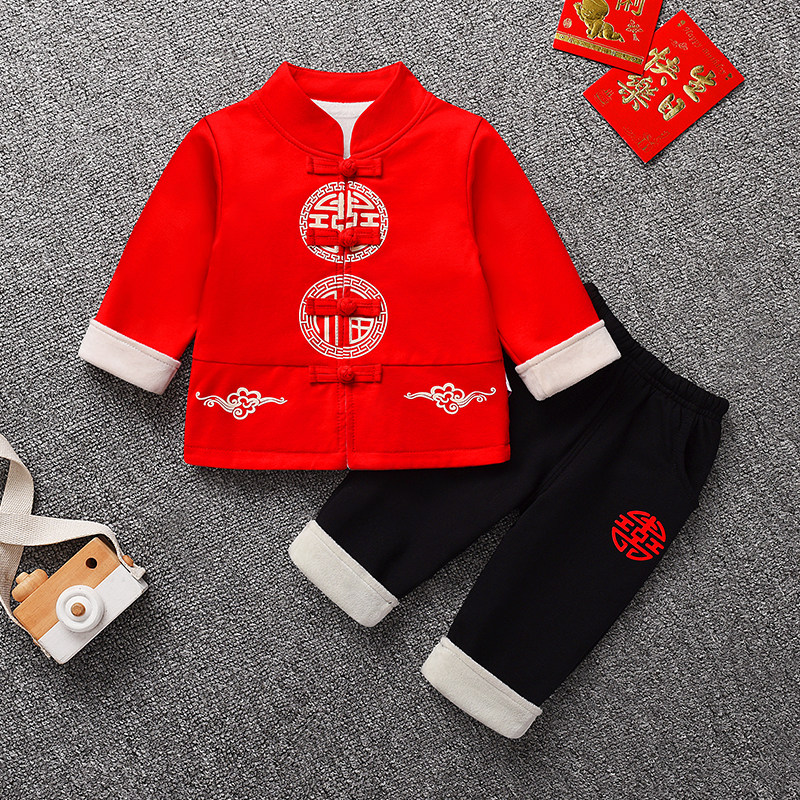 男宝宝婴儿一周岁宴礼服男童抓周衣服唐装男孩套装秋冬季薄款新年