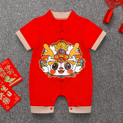 婴儿夏装满月连体衣服洋气男宝宝夏季薄款短袖一周岁百天宴礼服52