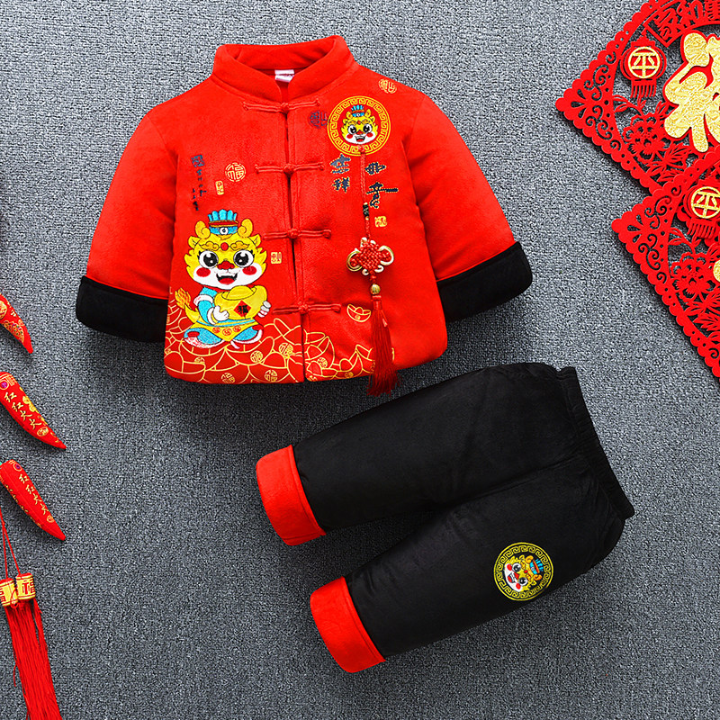 宝宝加厚唐装龙年过年拜年服冬季