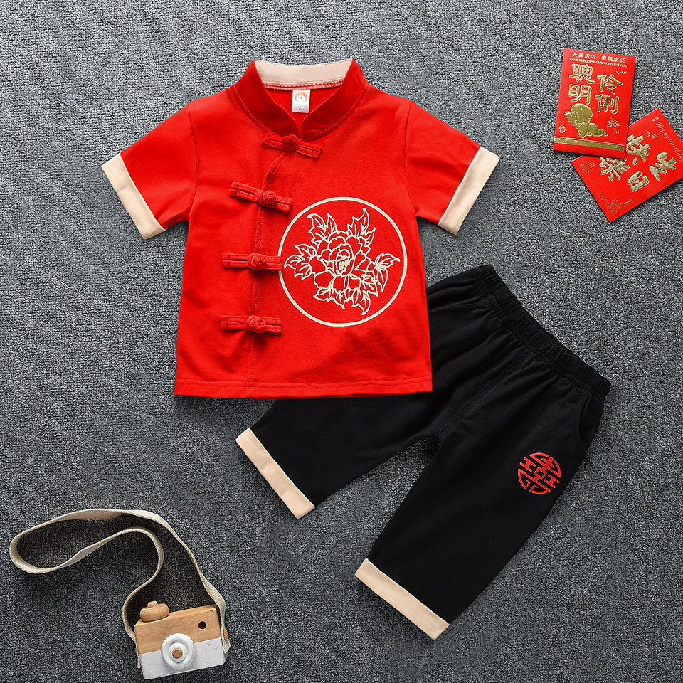 男童汉服抓周套装宝宝百岁夏天