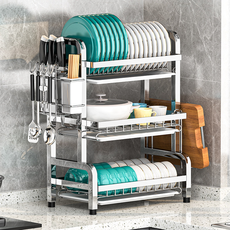 厨房不锈钢碗碟架沥水收纳架多功能台面放刀碗筷盘碟置物架碗柜子,厨房/烹饪用具,碗架,淘宝优惠券,粉丝福利购,淘宝优惠卷