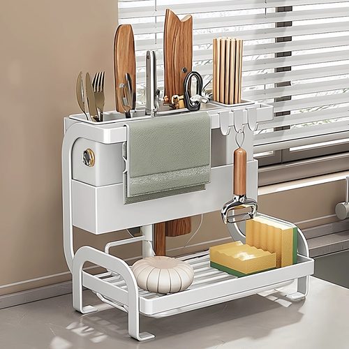 厨房刀架台面置物架沥水一体收纳