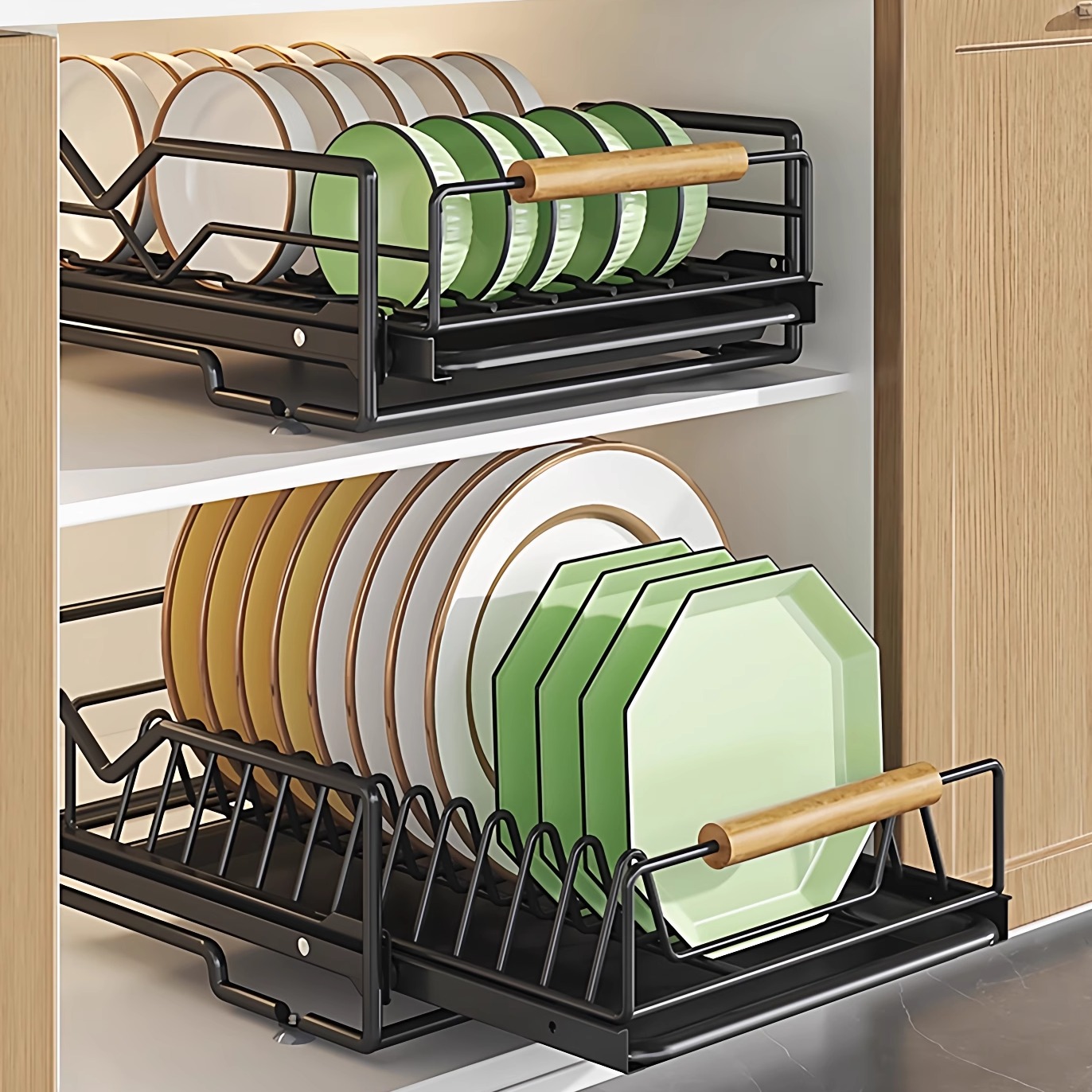 厨房抽拉碗碟架橱柜内置物架