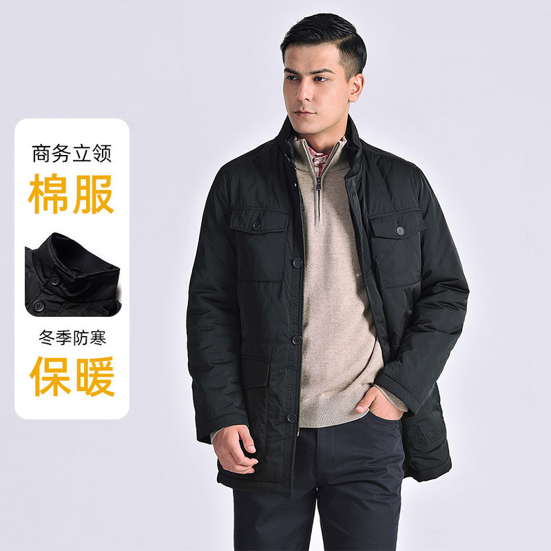 圣大保罗男装秋冬季棉衣工装风男士棉袄纯色棉服加厚外套男款