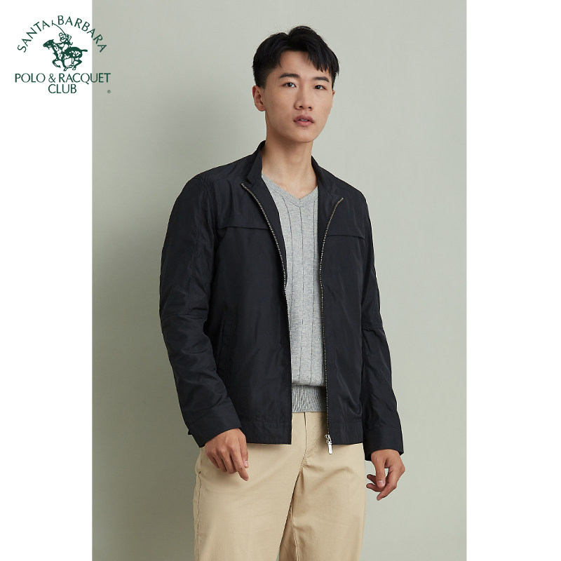 圣大保罗春季夹克外套男休闲商务立领纯色上衣防风保暖中年修身版