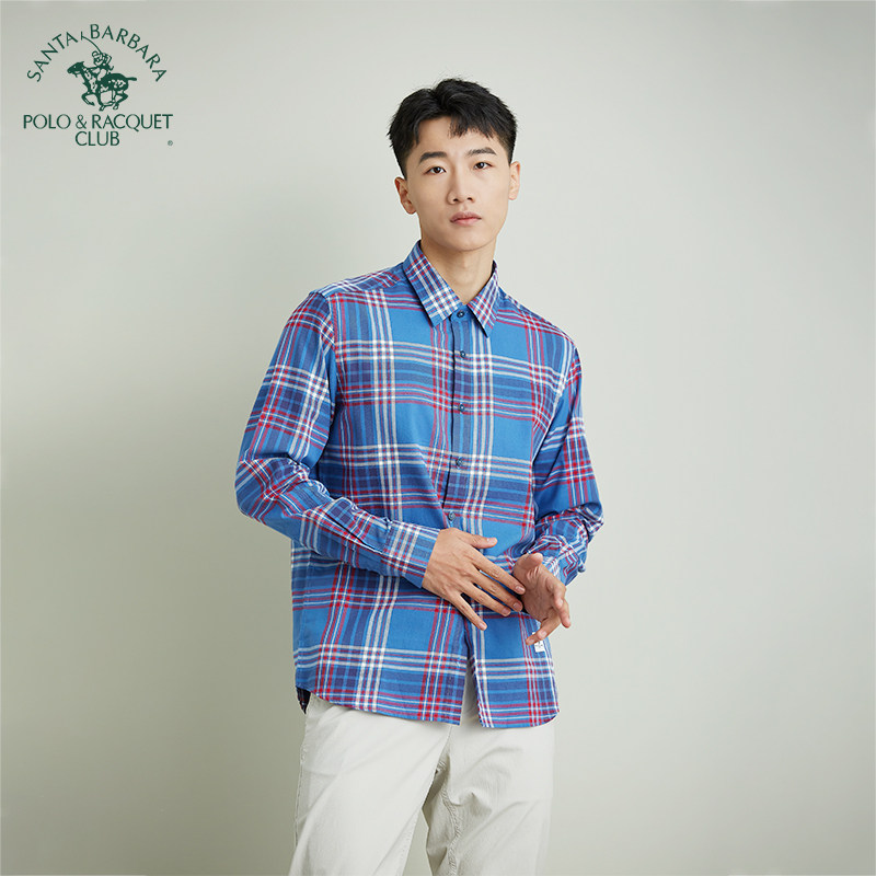 圣大保罗休闲长袖纯棉保暖衬衫