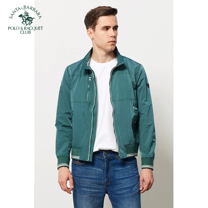 圣大保罗高端男装男士休闲立领夹克春秋季简约上衣薄款修身单外套