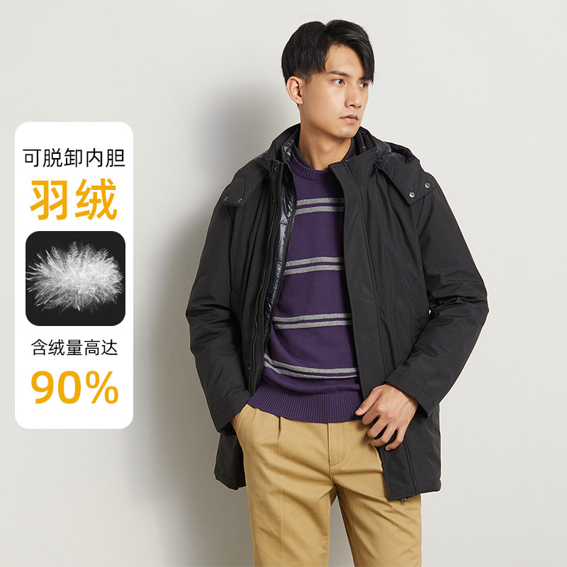 圣大保罗90%鸭绒加厚连帽羽绒服