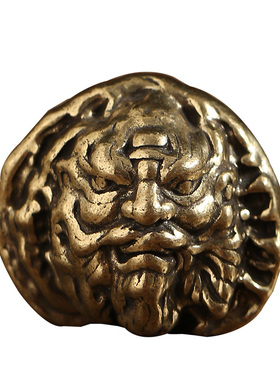 新品实心文玩古玩黄铜核桃v手把件一对黄铜钟馗菩萨铜核桃把玩文