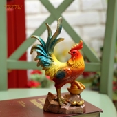 创意招财彩绘雄鸡大公鸡生肖吉祥物客餐厅工艺品乔迁送礼桌面摆件
