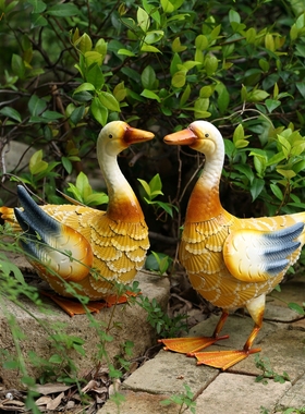 户外花园庭院装饰铁艺黄鸭子摆件