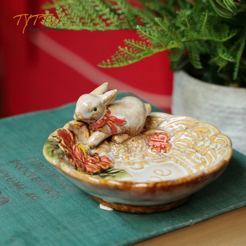 美式风陶瓷兔兔肥皂首饰烟灰缸