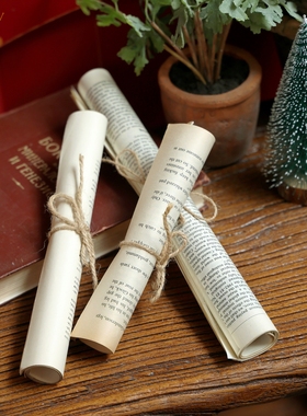 复古麻绳书本卷轴桌面摆件