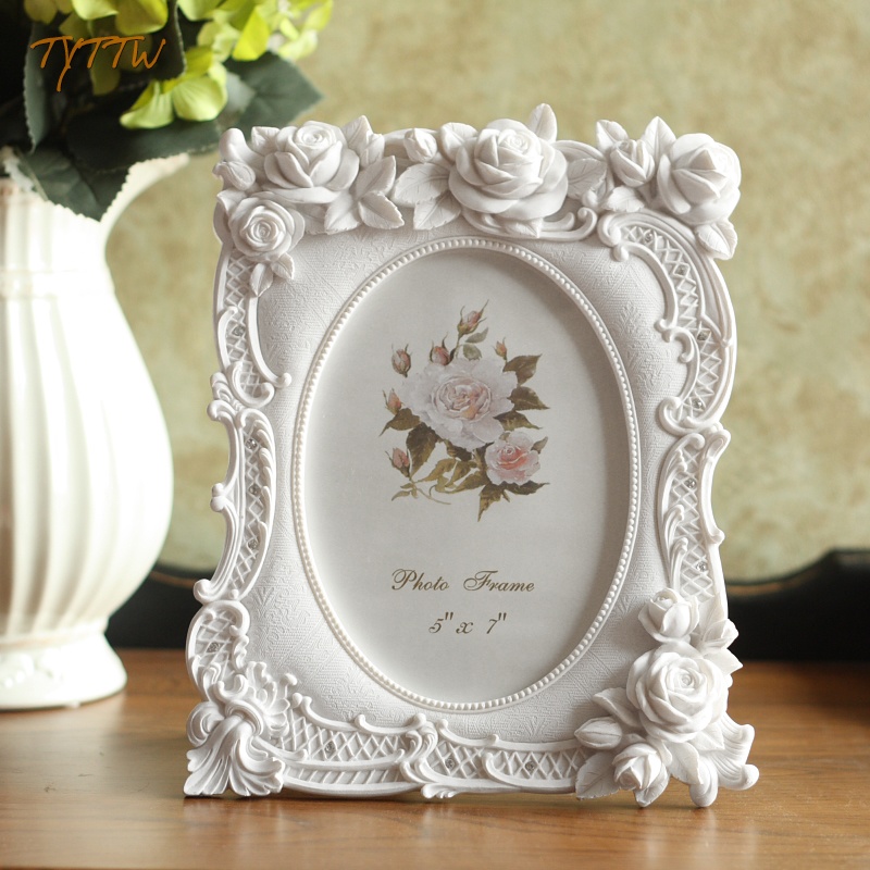 樹脂經典像框純白色玫瑰之約裝飾