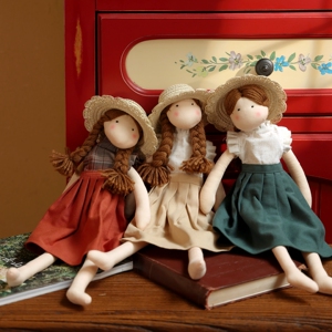 可爱布艺韩式甜美花裙草帽女孩娃娃家居装饰摆件闺蜜公仔礼物