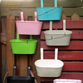 简约彩色田园风格 带排气孔铁艺花盆阳台护栏栏杆挂饰摆件