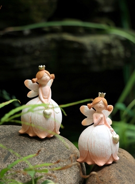 田园粉色花仙子摆件家居装饰品