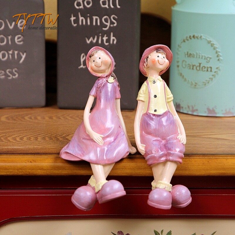 美式乡村森林阳光紫色生活情侣系列婚庆礼品 娃娃摆件树脂