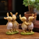 可爱粉裙小花兔兔系列情侣树脂礼物桌面摆件攀爬娃娃软装 橱窗饰品