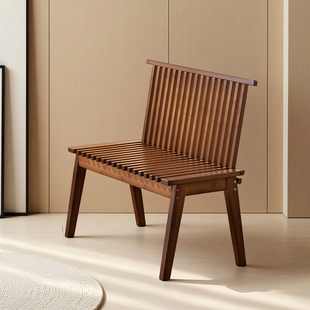 折叠长条凳子沙发椅餐厅竹实木阳台休闲风简约带靠背凉椅可躺可睡