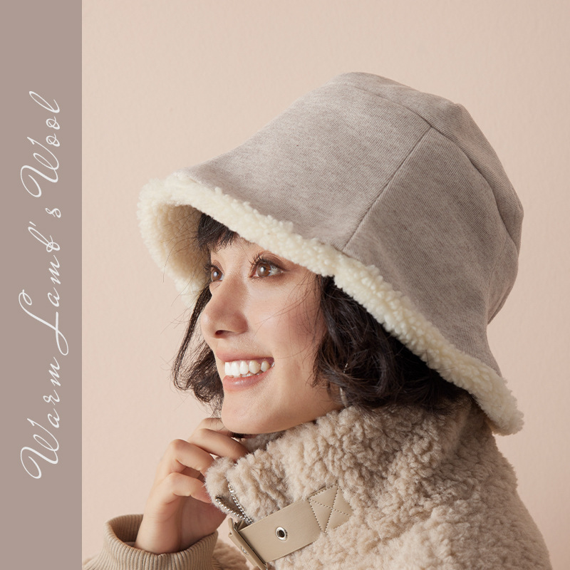 不粘毛系列羔绒版日单！加厚内加绒保暖渔夫帽女冬季水桶帽保暖帽