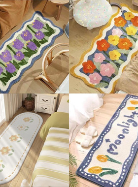 网红现代加厚仿羊绒卧室床边毯长条主卧客厅窗边浴室毛绒地毯地垫