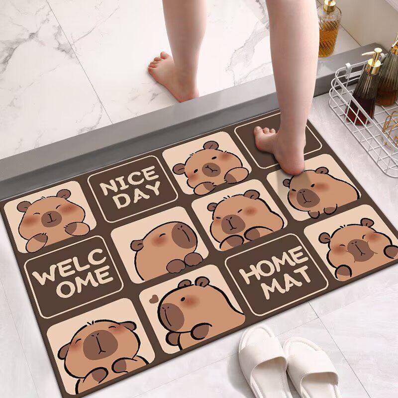 卡皮巴拉家用软硅藻泥吸水地垫卫生间门口浴室防滑脚垫卡通卧室,居家布艺,地毯,淘宝优惠券,粉丝福利购,淘宝优惠卷